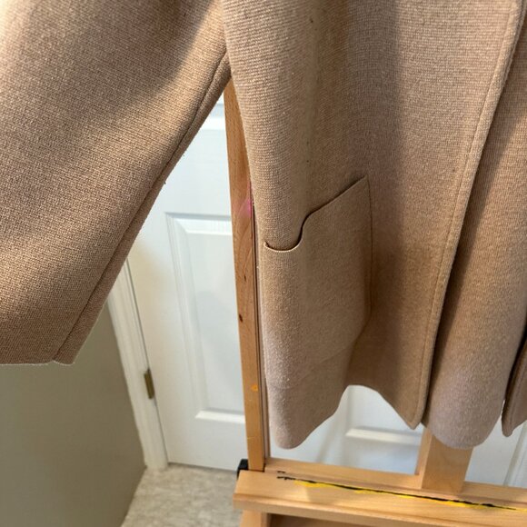 J. Crew Open Front Knit Sweater Cardigan Blazer Sz L Great Condition Camel Tan - Picture 2 of 4